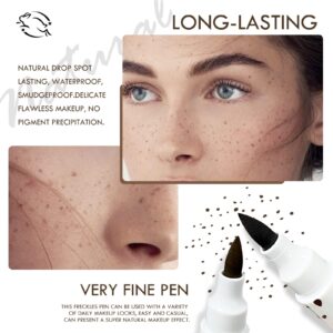 KYDA 2 Colors Freckle Pen,Natural Lifelike Freckle Makeup Pen Magic Freckle Color,Waterproof Longlasting Soft Dot Sopt Pen,for Natural Effortless Sunkissed Makeup-Dark Brown&Light Brown