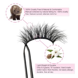 GOO GOO Mink Lashes 3D Mink Eyelashes, 10mm-14mm Natural False Lashes Siberian Faux Mink Lashes Real Layered Effect Hand Made Strips Lashes for Women Reusable Fake Lashes 1 Pair