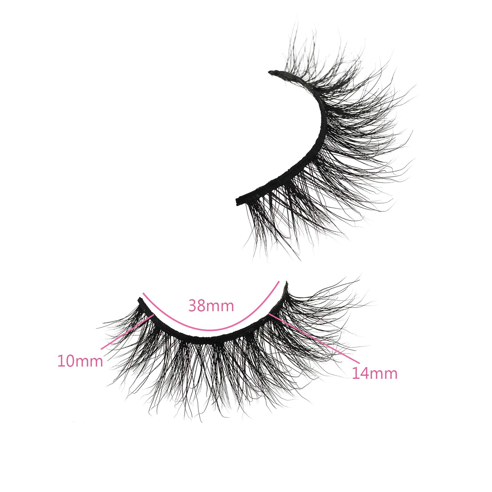 GOO GOO Mink Lashes 3D Mink Eyelashes, 10mm-14mm Natural False Lashes Siberian Faux Mink Lashes Real Layered Effect Hand Made Strips Lashes for Women Reusable Fake Lashes 1 Pair