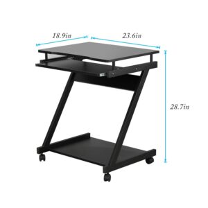 SDHYL Z-Type Laptop Desk Mobile Standing Laptop Cart Small Workstation with Keyboard Tray Work Stand for Small Space, Black, S7-DX-8110-BB-US