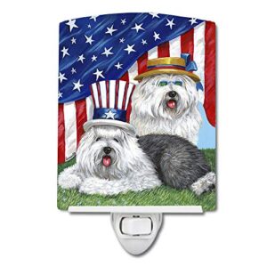 caroline's treasures ppp3121cnl old english sheepdog usa ceramic night light compact, ul-certified, ideal for bedroom, bathroom, nursery, hallway, kitchen, 6x4x3, multicolor