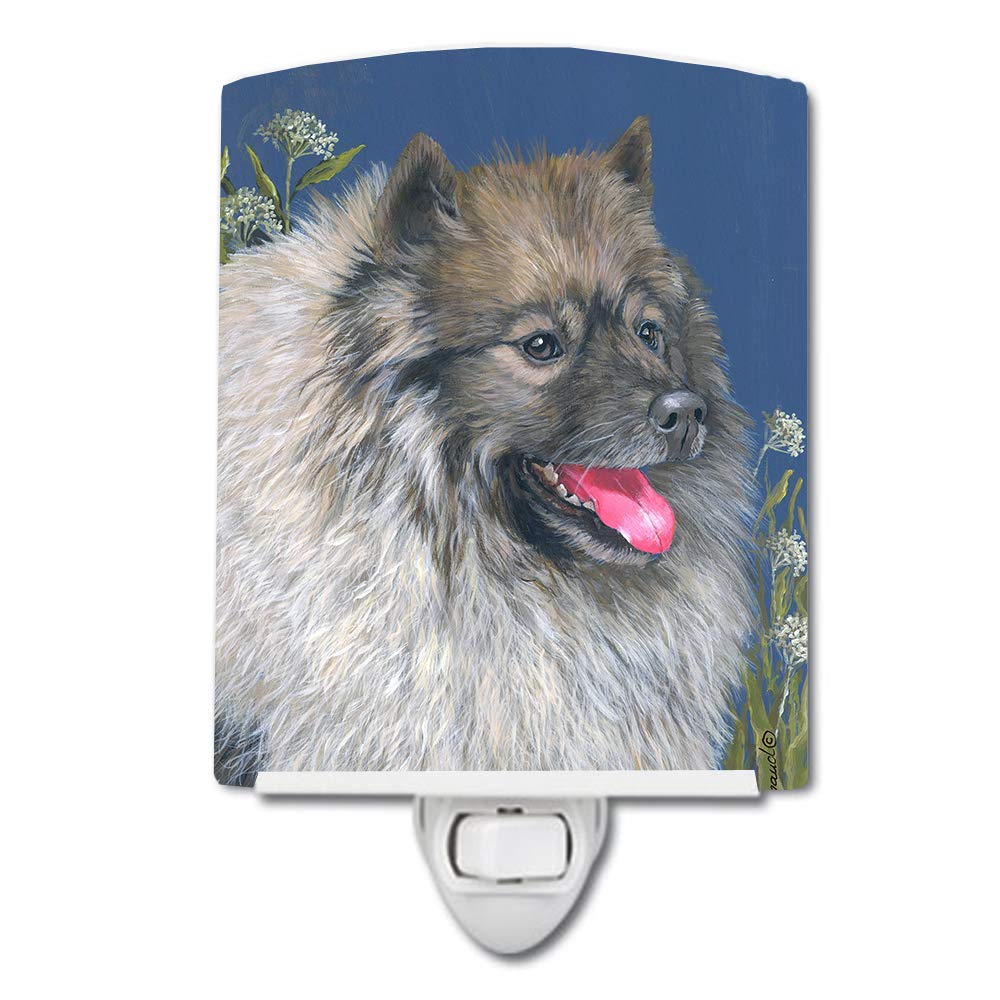 Caroline's Treasures PPP3110CNL Keeshond Ceramic Night Light Compact, UL-Certified, Ideal for Bedroom, Bathroom, Nursery, Hallway, Kitchen, 6x4x3, Multicolor