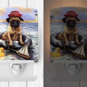 Caroline's Treasures PPP3153CNL Pug Ahoy Sailor Ceramic Night Light Compact, UL-Certified, Ideal for Bedroom, Bathroom, Nursery, Hallway, Kitchen, 6x4x3, Multicolor