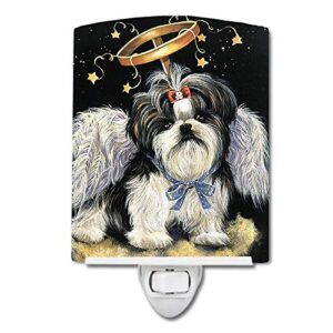 caroline's treasures ppp3127cnl shih tzu christmas angel ceramic night light compact, ul-certified, ideal for bedroom, bathroom, nursery, hallway, kitchen, 6x4x3, multicolor