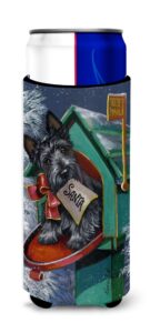 caroline's treasures ppp3178muk scottie christmas letter to santa ultra hugger for slim cans can cooler sleeve hugger machine washable drink sleeve hugger collapsible insulator beverage insulated hold