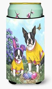 caroline's treasures ppp3037tbc boston terrier easter bunny tall boy hugger can cooler sleeve hugger machine washable drink sleeve hugger collapsible insulator beverage insulated holder