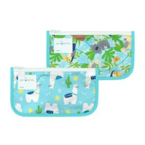 green sprouts reusable snack bags (2 pack) holds food, utensils, wipes, & more food-safe, waterproof, easy-clean material