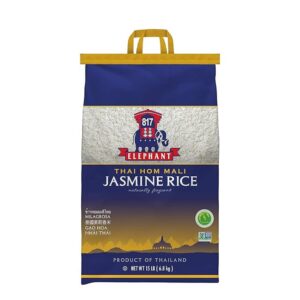 817 elephant jasmine rice white thai hom mali, 15 lb. bag