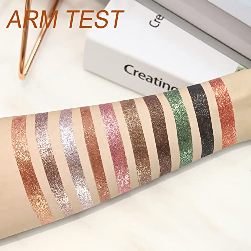 SUMEITANG 10 Colors Liquid Eyeshadow Metallic Glitter Eyeshadow Set Diamond Shimmer Sparkling Smokey Eye Looks Quick-Drying Waterproof Long Lasting for Women Eye Makeup Gift Kits