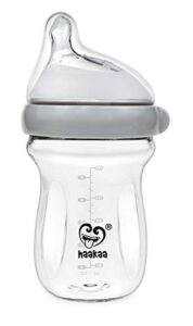 haakaa generation 3 glass baby bottle 6 oz/160 ml, 1 pk (grey)