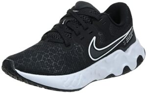 nike women's running shoe, black white dk smoke grey, 6.5