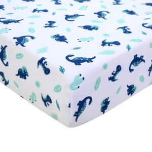 JISEN 3 Piece Crib Bedding Set Crib Quilt Crib Sheet Pillowcase - Soft Microfiber Printed Dinosaur Nursery Set for Baby Boys or Girls