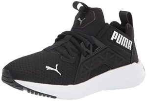 puma women's softride enzo nxt sneaker, puma black-metallic silver, 8.5