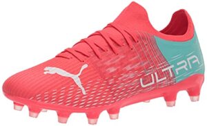 puma women's ultra 3.3 firm ground soccer shoe, sunblaze-white-elektro aqua, 5.5