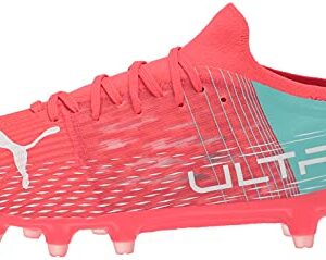 Puma Women's Ultra 3.3 Firm Ground Soccer Shoe, Sunblaze-White-Elektro Aqua, 5.5