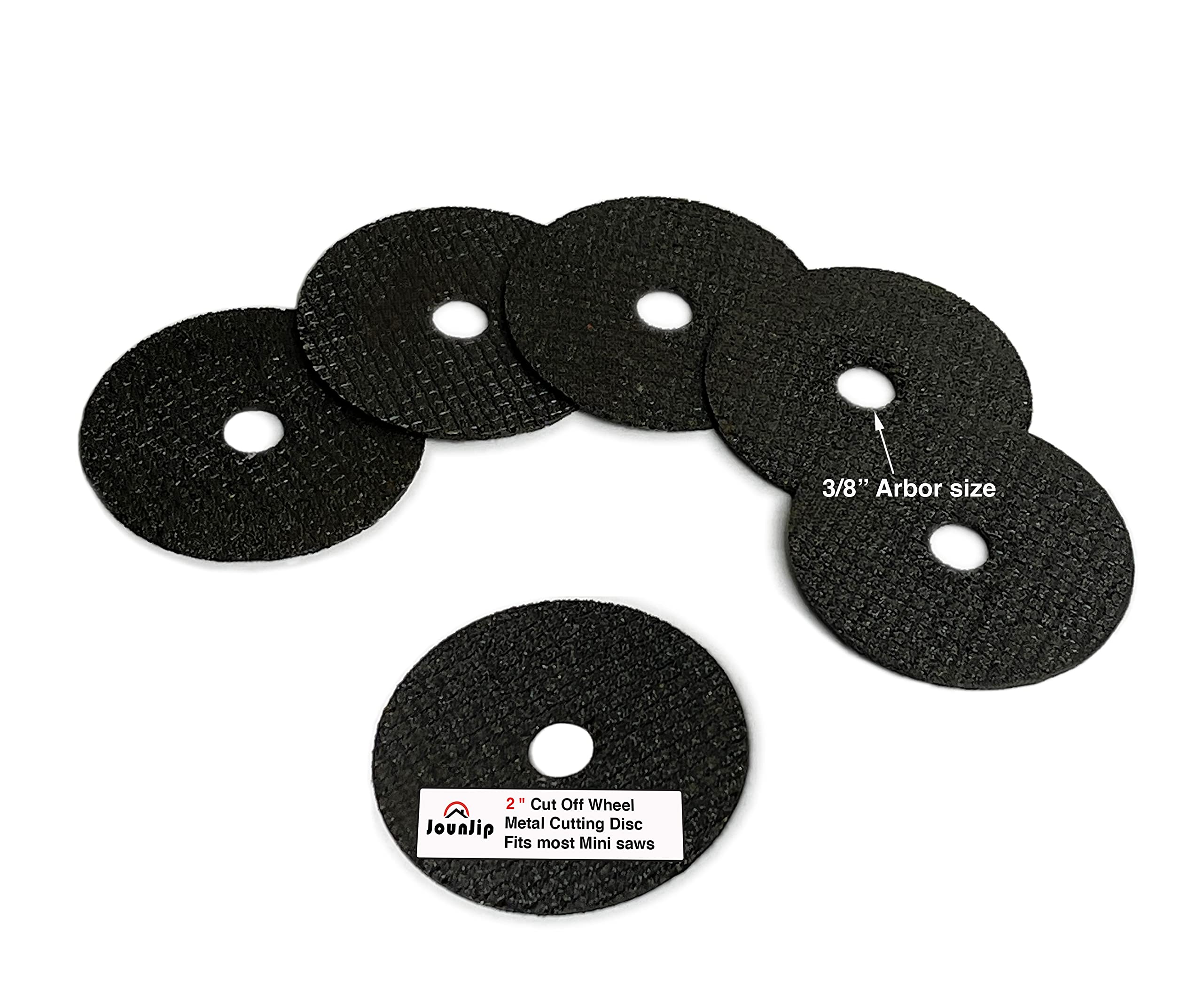 JOUNJIP 2" Inch Cut Off Wheel Metal Cutting Discs -fits Most Mini Miter Cut Off Saw, Chop Saw, and Benchtop Saws with 3/8" Arbor -2" x 1/16" x 3/8" (6-Pack)