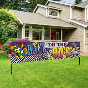 72.8 x 15.7 inches sign back to the 90s theme party banner decorations, retro 90's hip hop graffiti backdrop party supplies, throwback 90s birthday party yard sign decor