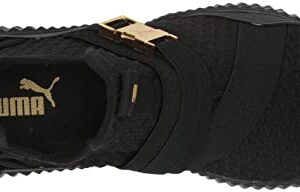 PUMA Women's Defy Mid Cross Trainer, Black-Gold, 10