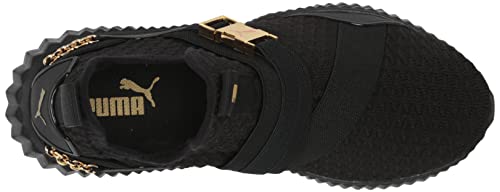 PUMA Women's Defy Mid Cross Trainer, Black-Gold, 10