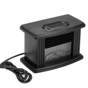 Mini Fireplace Heater, 8.7×4.9×5.7in Black Electric Flame Heater Tabletop Fireplace Air Heating Space Warmer Fan Fireplace Stove for Home Office Bedroom, Easy Operate 1000W