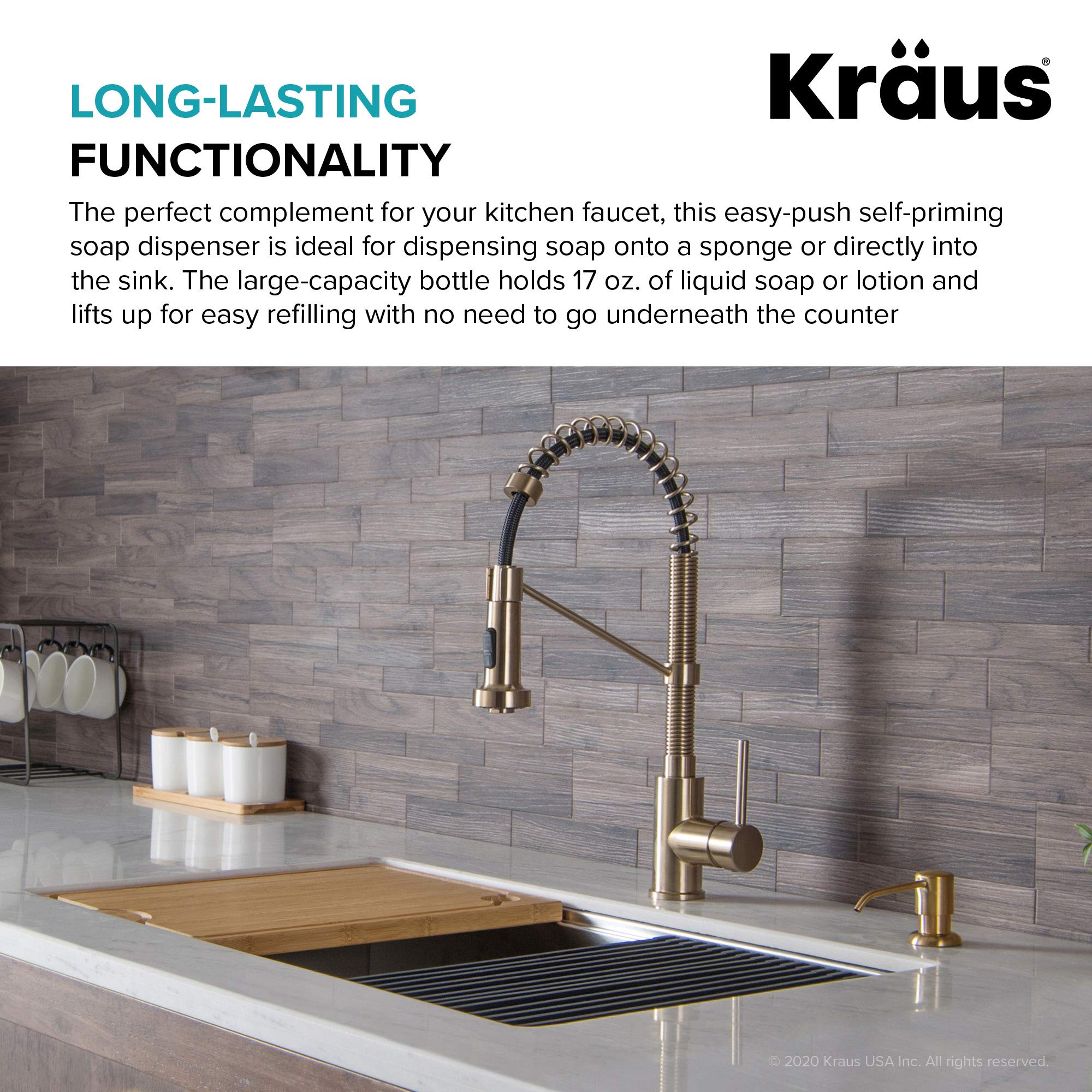 KRAUS Boden Kitchen Soap and Lotion Dispenser in Brushed Brass, KSD-53BB