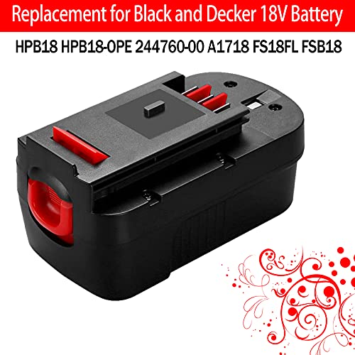 2 Packs 3.6Ah Ni-Mh 18 Volt HPB18 Battery and Charger Compatible with Black and Decker 18V Battery HPB18-OPE A1718 244760-00 Firestorm FSB18 FS18FL FS180BX FS18BX