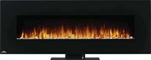 napoleon amano 60 - nefl60b-1 - wall hanging electric fireplace, 60-in, black, glass front, crystal cube ember bed, rocks & pebbles, adjustable flame colors, remote included