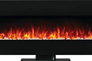 Napoleon Amano 60 - NEFL60B-1 - Wall Hanging Electric Fireplace, 60-in, Black, Glass Front, Crystal Cube Ember Bed, Rocks & Pebbles, Adjustable Flame Colors, Remote Included