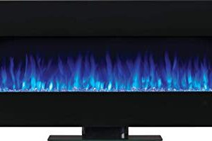 Napoleon Amano 60 - NEFL60B-1 - Wall Hanging Electric Fireplace, 60-in, Black, Glass Front, Crystal Cube Ember Bed, Rocks & Pebbles, Adjustable Flame Colors, Remote Included