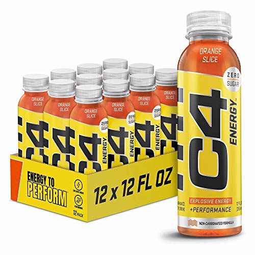 C4 Energy Non-Carbonated Zero Sugar, Pre Workout Drink + Beta Alanine, Orange Slice, 12 Fl Oz, Pack of 12