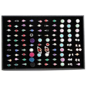 papinimo black velvet 100 slots jewelry ring earrings tray holder organizer display box stud earring storage case drawer insert for vanity