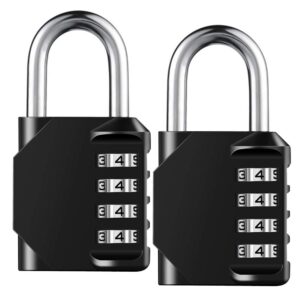 combination lock resettable 4 digit padlock with combination, aihytu waterproof and heavy duty combination padlock outdoor for school gym locker, fence gate, toolbox, employee hasp locker – 2 pack
