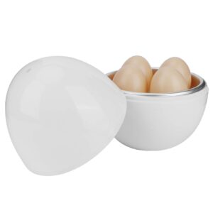 egg cooker, microwave egg maker, boiler & steamer, 4 perfectly-cooked hard or soft boiled eggs in under 9 minutes as seen on tv, white