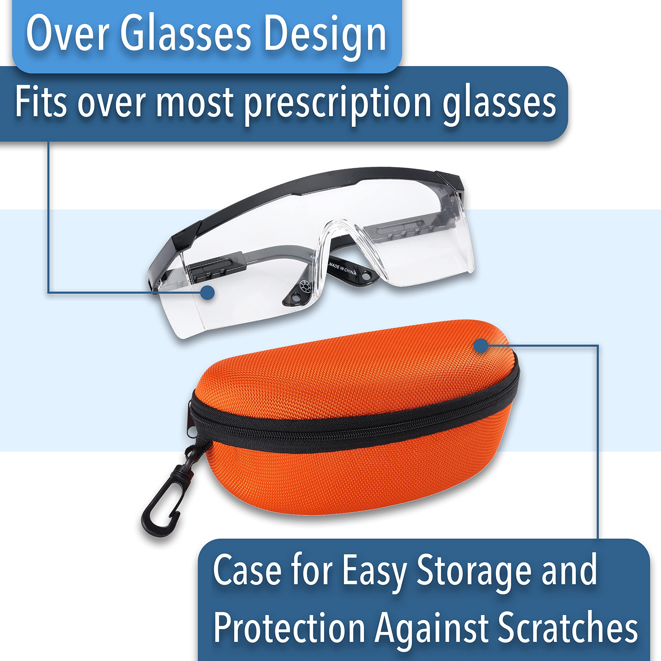 UNCO-Safety Glasses, Anti Fog Safety Glasses with Adjustable Arms, Safety Glasses Anti Fog, Clear Safety Glasses, Lab Safety Glasses, Eye Protection Glasses, Protective Eyewear, Work Glasses