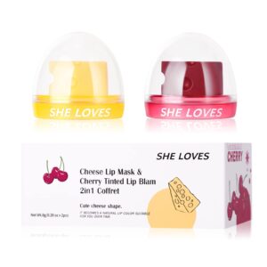 2pcs cheese design cute makeup ph lip balm&lip mask, color changing lipstick, light pink lipstick, magic lipstick with lip brush, pink lip balm lip gloss for girls pink lips(#2)