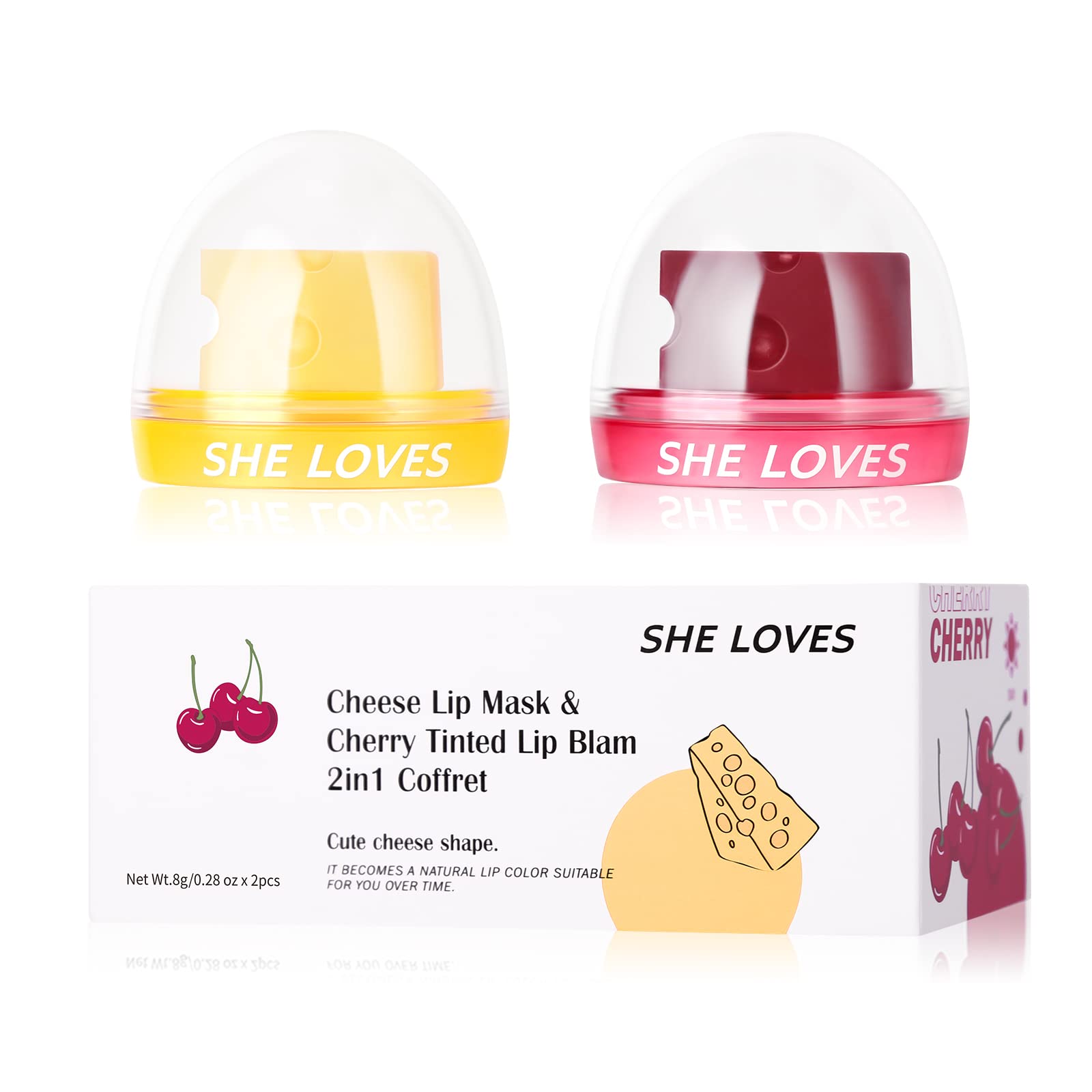 2PCS Cheese Design Cute Makeup PH Lip Balm&Lip mask, Color Changing Lipstick, Light Pink Lipstick, Magic Lipstick with Lip Brush, Pink Lip Balm Lip Gloss for Girls Pink Lips(#2)