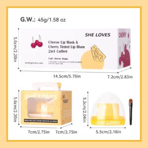 2PCS Cheese Design Cute Makeup PH Lip Balm&Lip mask, Color Changing Lipstick, Light Pink Lipstick, Magic Lipstick with Lip Brush, Pink Lip Balm Lip Gloss for Girls Pink Lips(#2)