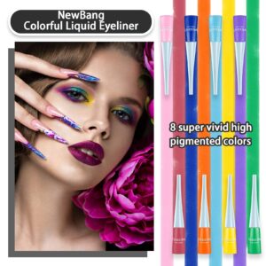 NewBang 8 Colors Matte Liquid Eyeliner Set Colored Delineador Blue White Pink Red Brown Black Liquid Eyeliners Colorful Neon Rainbow Eyeliner Waterproof Long Lasting Party or Daily Use Makeup-Set A