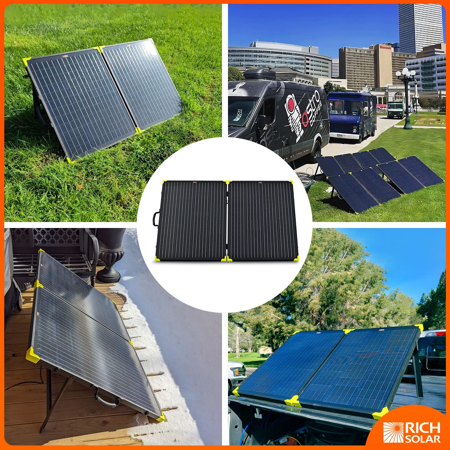 RICH SOLAR 200W Monocrystalline Portable Solar Panel Foldable Suitcase Solar Panel Built-in Kickstand (200W+20A Controller)