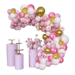 120pcs pink and gold balloons garland kit, gold confetti balloons pink and white party balloons for birthday mother's day baby shower wedding party decorations