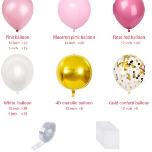 120Pcs Pink and Gold Balloons Garland Kit, Gold Confetti Balloons Pink and White Party Balloons for Birthday Mother's Day Baby Shower Wedding Party Decorations