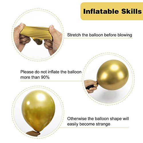 RUBFAC 92pcs Metallic Gold Balloons Chrome Gold Balloon Different Sizes 18 12 10 5 Inch Gold Latex Balloons for Happy New Year Decorations 2024 Birthday Party Graduation