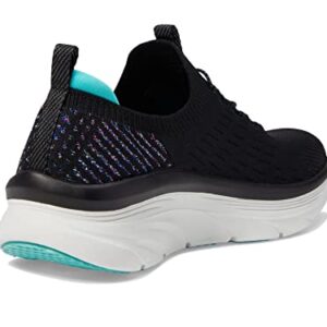 Skechers Sport Women's Women's D'LUX Walker Sneaker, Black/Light Blue, 9.5