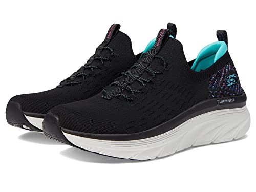 Skechers Sport Women's Women's D'LUX Walker Sneaker, Black/Light Blue, 9.5