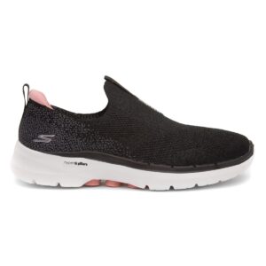 Skechers Women's GO Walk 6-Glimmering Sneaker, Black/Pink, 8.5