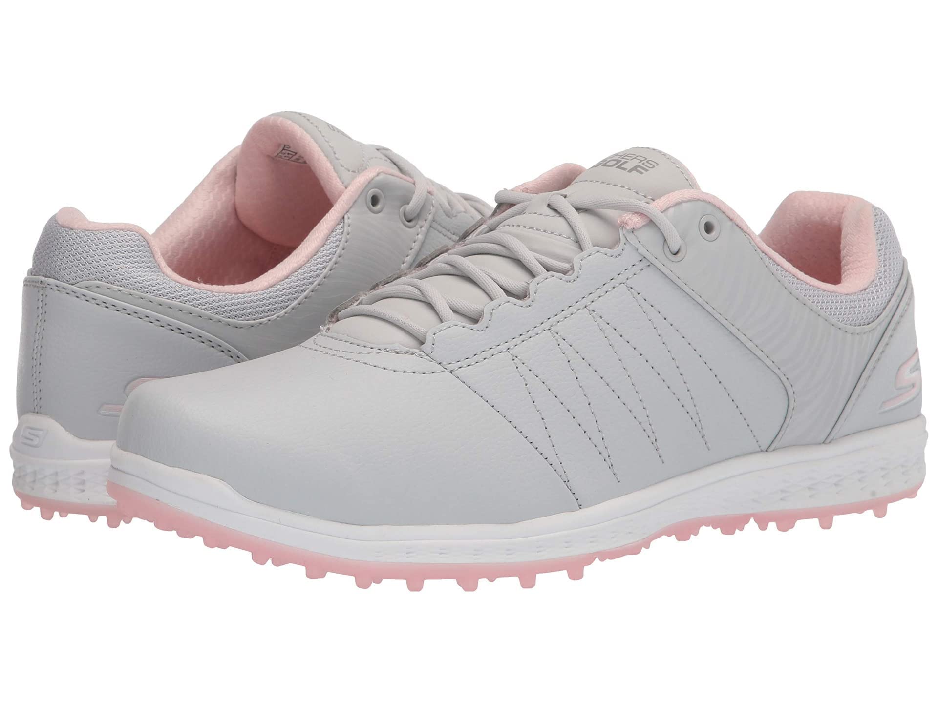 Skechers Women's Go Pivot Spikeless Golf Shoe, Light Gray/Pink, 7 Wide