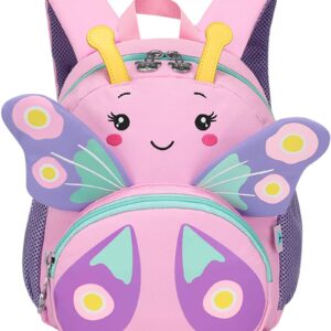 CAMTOP Cute Kids Toddler Backpack Girls Small 3D Cartoon School Bookbags Age 1-3 Daycare Nursary Travel Bags (Butterfly-Pink)