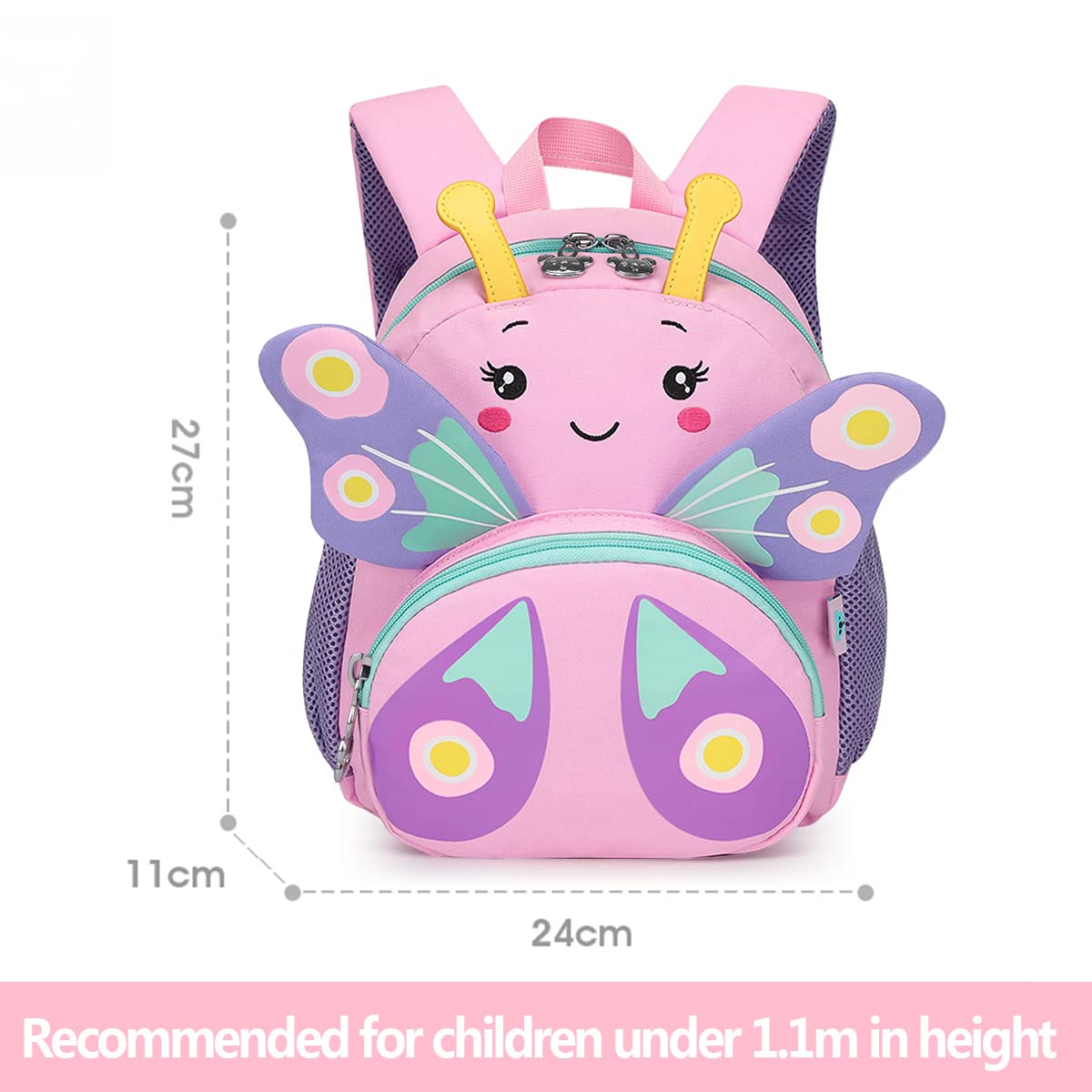 CAMTOP Cute Kids Toddler Backpack Girls Small 3D Cartoon School Bookbags Age 1-3 Daycare Nursary Travel Bags (Butterfly-Pink)