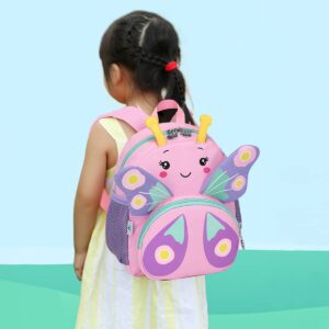 CAMTOP Cute Kids Toddler Backpack Girls Small 3D Cartoon School Bookbags Age 1-3 Daycare Nursary Travel Bags (Butterfly-Pink)