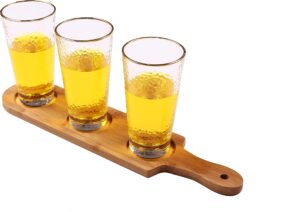 hinlot 2.7 inches dia base beer tasting flight set wine glasses flight boards jars serving paddles (round, 1) 3.5wx15.5l